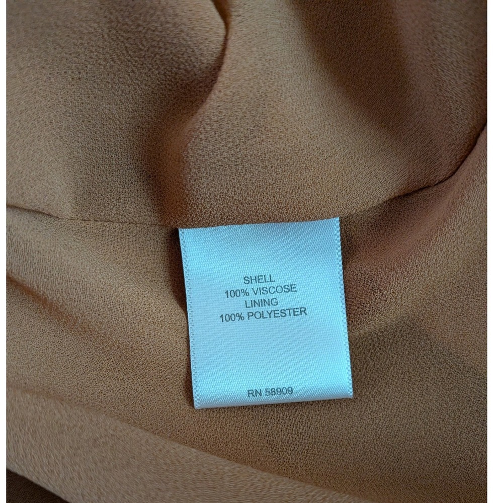 Gibson Latimer Rust Orange‎ Tiered Midi Dress V-Neck Long Puff Sleeve Boho Lined - Picture 5 of 5